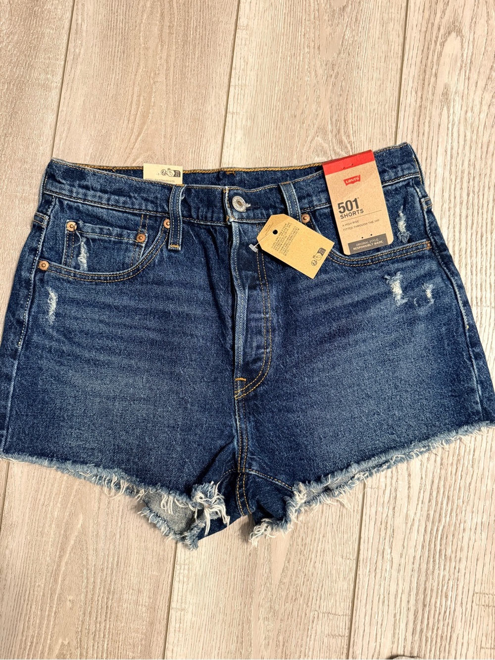 Levi's Dark Blue Denim 501 High-Rise Cutoff Shorts